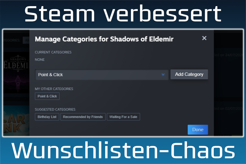Steam bringt Ordnung in das Wunschlisten Chaos: Spieler können Kategorien erstellen
